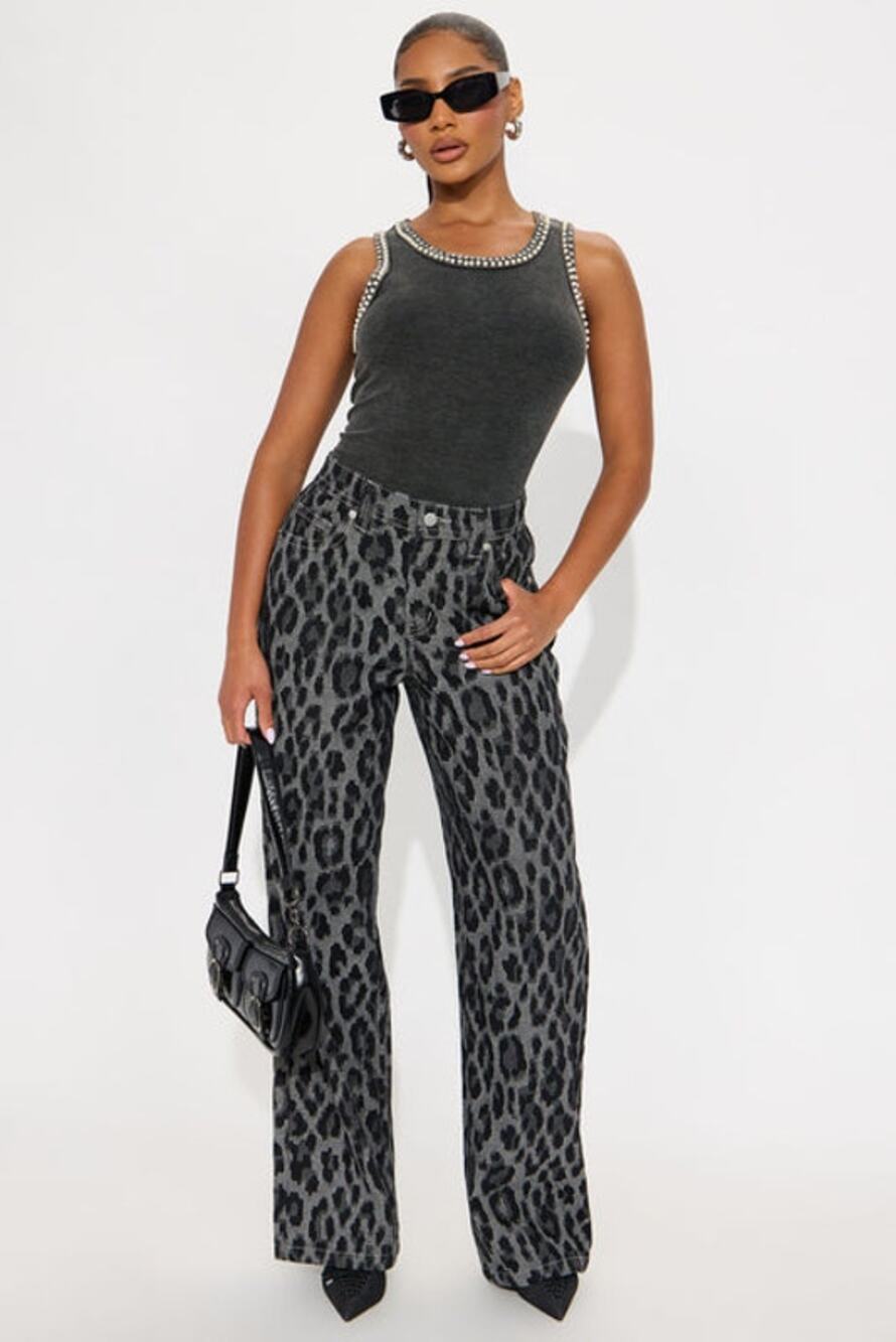 NWT Fashion Nova Danger Zone Leopard Straight Leg Jeans Plus Size: 16 Plus